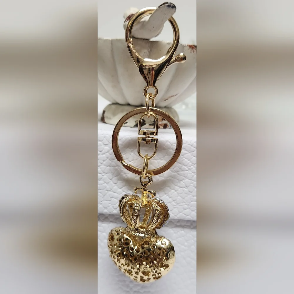 Jeweled Crowned Heart Keychain NWOT